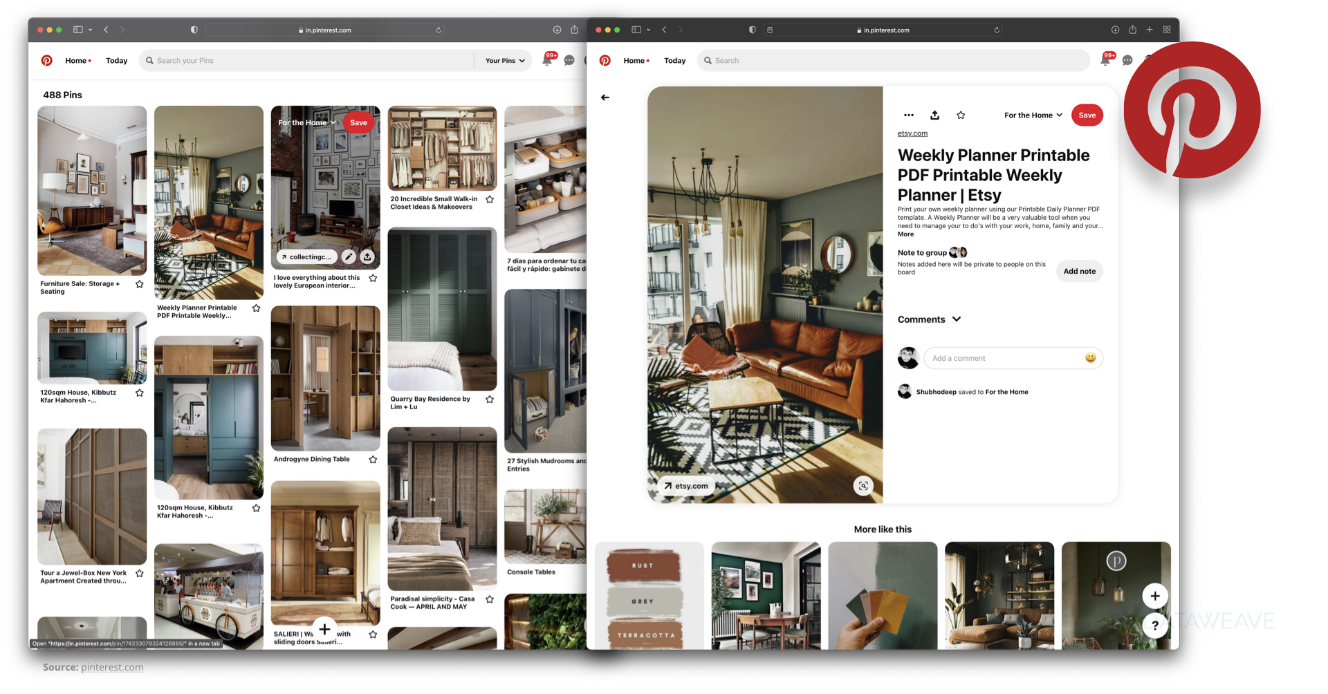 Pinterest is an image-based platform where users create boards